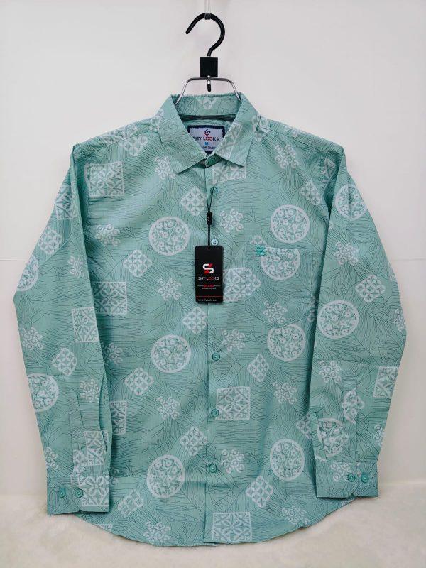 Shy Looks Pure Cotton full Sleeve Check & Print Shirt for Men's