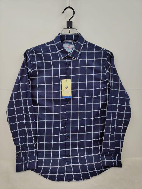 Shy Looks Pure Cotton full Sleeve Check & Print Shirt for Men's