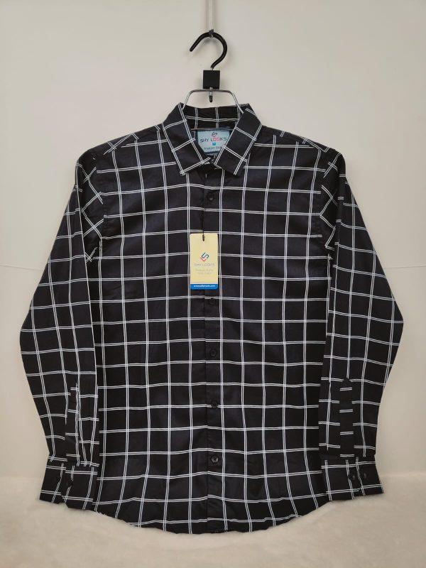 Shy Looks Pure Cotton full Sleeve Check & Print Shirt for Men's