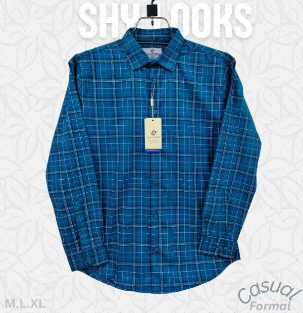 Shy Looks Pure Cotton full Sleeve Check & Print Shirt for Men's