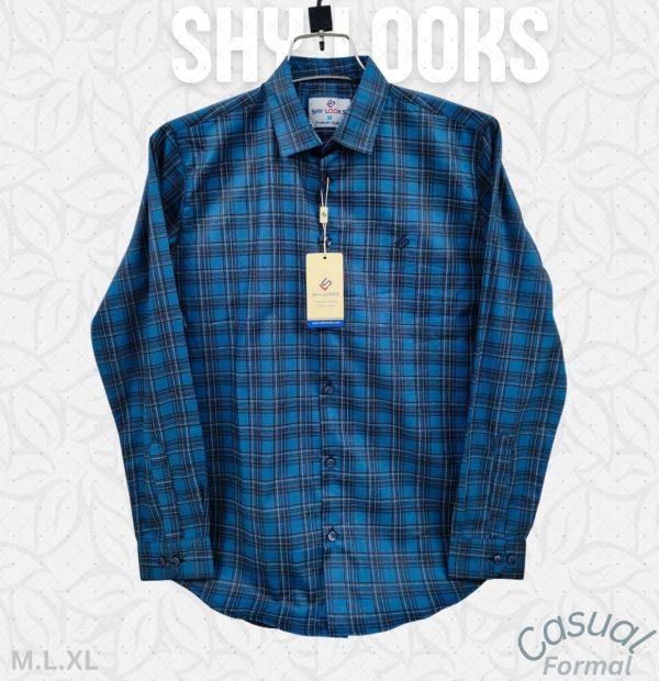 Shy Looks Pure Cotton full Sleeve Check & Print Shirt for Men's