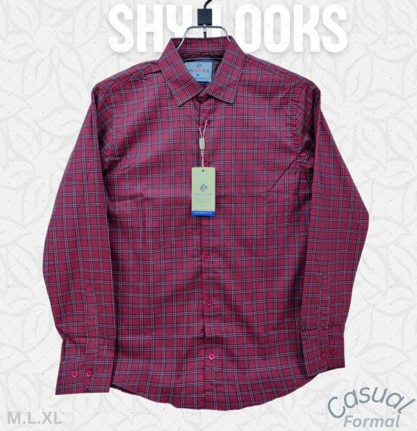Shy Looks Pure Cotton full Sleeve Check & Print Shirt for Men's
