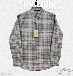 Shy Looks Pure Cotton full Sleeve Check & Print Shirt for Men's