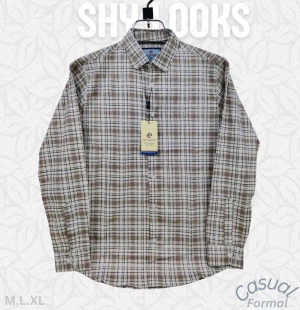 Shy Looks Pure Cotton full Sleeve Check & Print Shirt for Men's