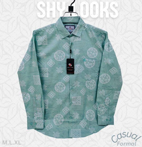 Shy Looks Pure Cotton full Sleeve Check & Print Shirt for Men's