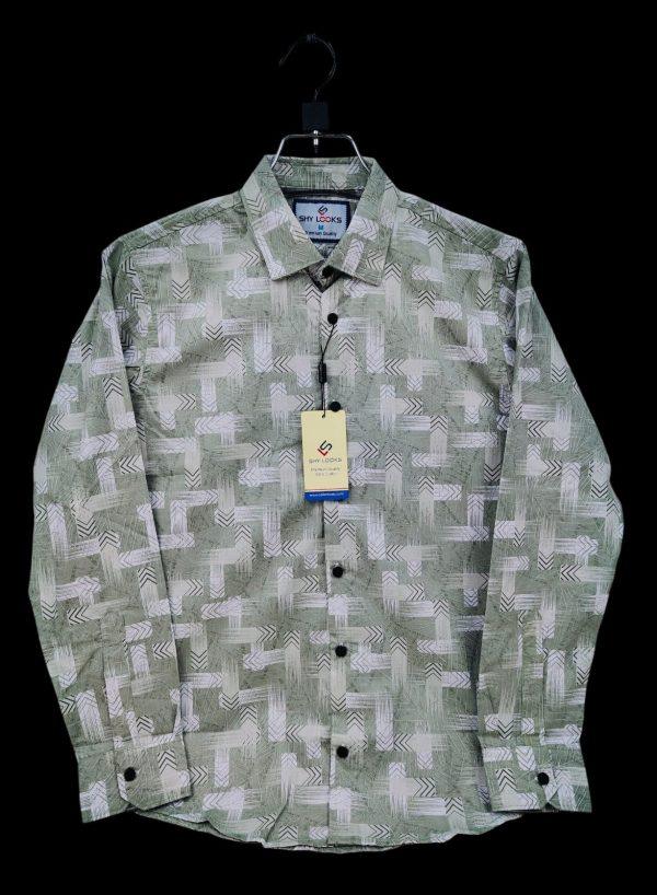 Shy Looks Pure Cotton full Sleeve Check & Print Shirt for Men's
