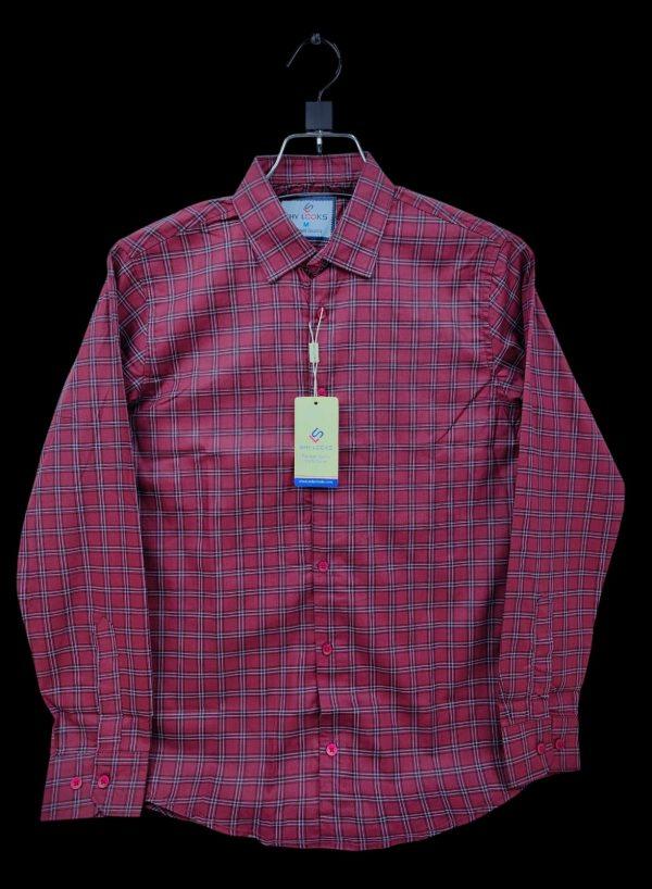 Shy Looks Pure Cotton full Sleeve Check & Print Shirt for Men's