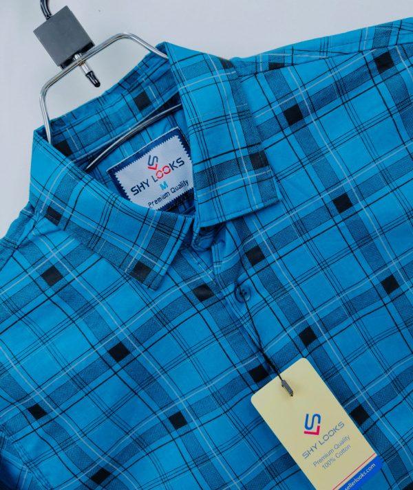 Shy Looks Pure Cotton full Sleeve Check & Print Shirt for Men's