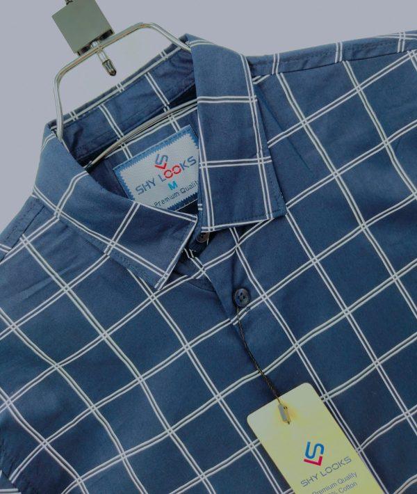 Shy Looks Pure Cotton full Sleeve Check & Print Shirt for Men's