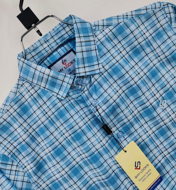 Shy Looks Pure Cotton full Sleeve Check & Print Shirt for Men's