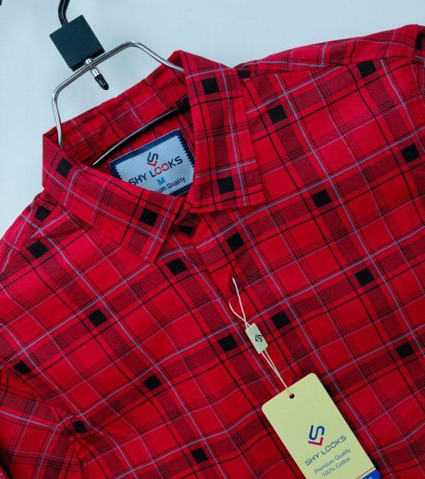 Shy Looks Pure Cotton full Sleeve Check & Print Shirt for Men's
