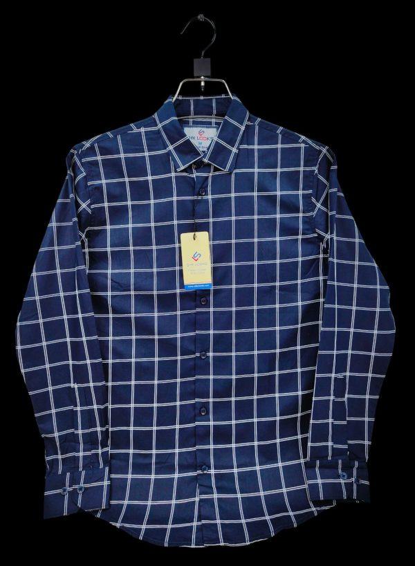 Shy Looks Pure Cotton full Sleeve Check & Print Shirt for Men's