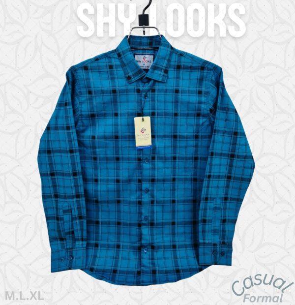 Shy Looks Pure Cotton full Sleeve Check & Print Shirt for Men's