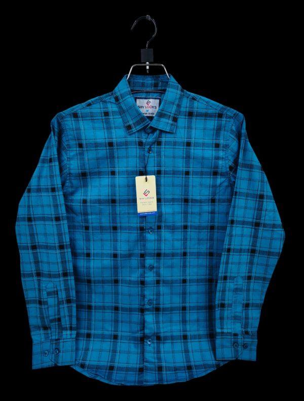 Shy Looks Pure Cotton full Sleeve Check & Print Shirt for Men's