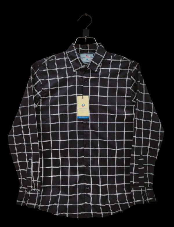 Shy Looks Pure Cotton full Sleeve Check & Print Shirt for Men's