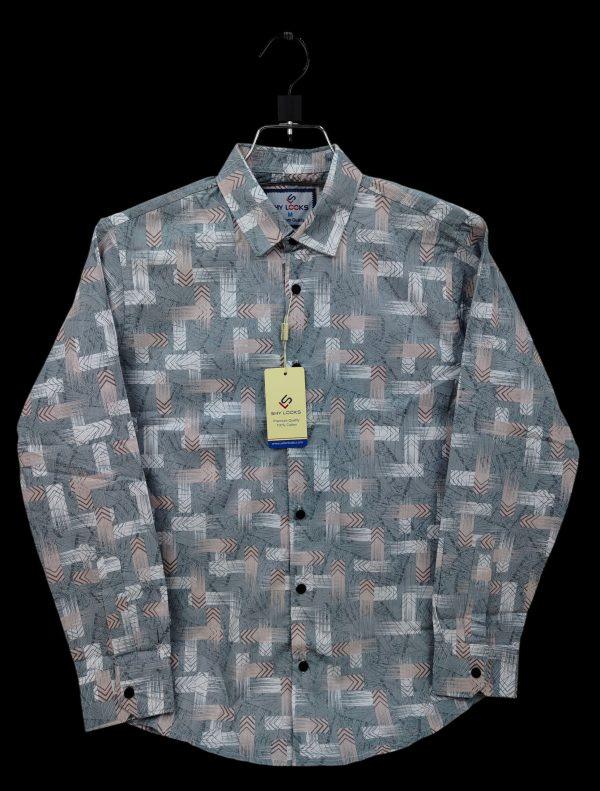 Shy Looks Pure Cotton full Sleeve Check & Print Shirt for Men's