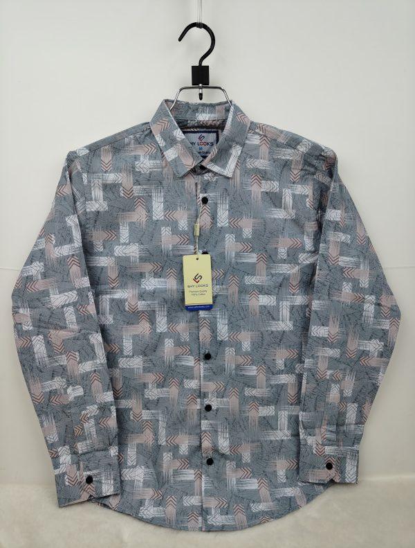 Shy Looks Pure Cotton full Sleeve Check & Print Shirt for Men's