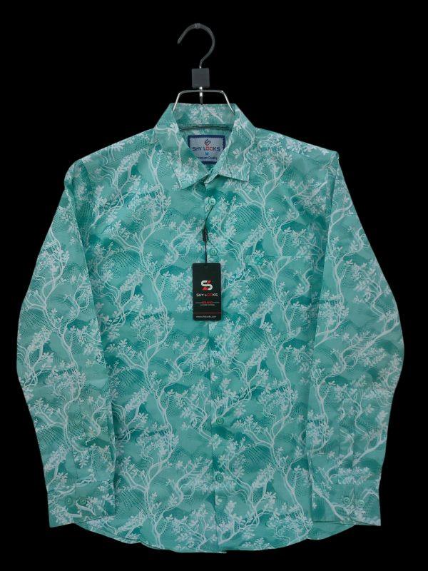 Shy Looks Pure Cotton full Sleeve Check & Print Shirt for Men's