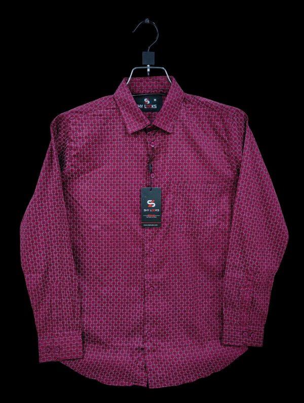 Shy Looks Pure Cotton full Sleeve Check & Print Shirt for Men's