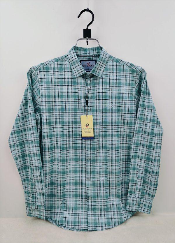 Shy Looks Pure Cotton full Sleeve Check & Print Shirt for Men's