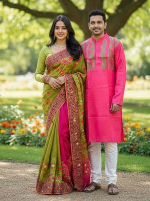 প্রিমিয়াম কোয়ালিটির  ধুপিয়ান সিল্কের কাপল সেট