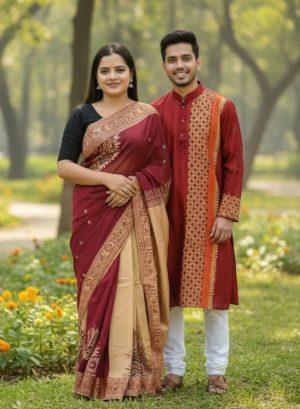 প্রিমিয়াম কোয়ালিটির  ধুপিয়ান সিল্কের কাপল সেট