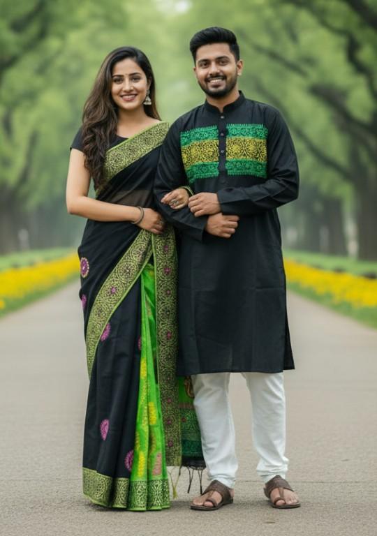 প্রিমিয়াম কোয়ালিটির  ধুপিয়ান সিল্কের কাপল সেট